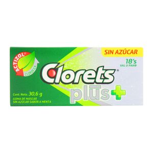 Chicles  Sin Azucar Plus+  Clorets  18.0 - Pza