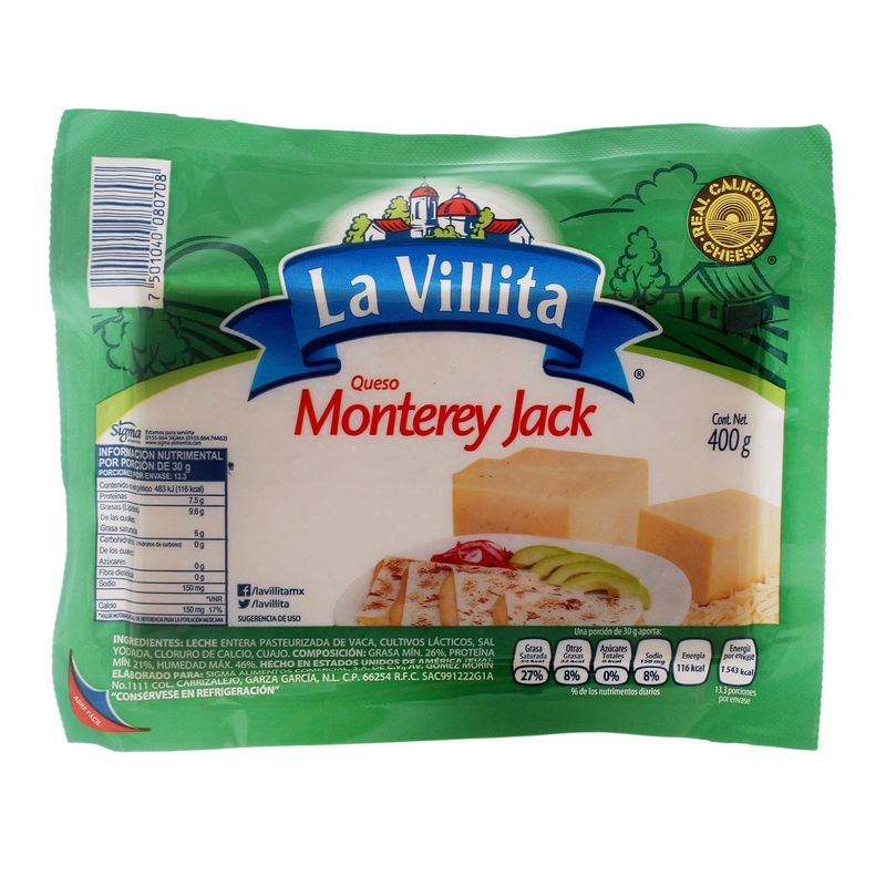 Queso Monterrey Jack La Villita 400.0 - Gr