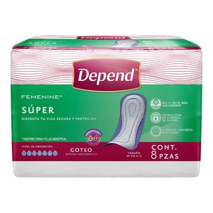 Toalla  Anatomica Super  Depend  8.0 - Pza