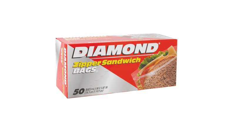 Diamond Zipper Sandwich Bags 50