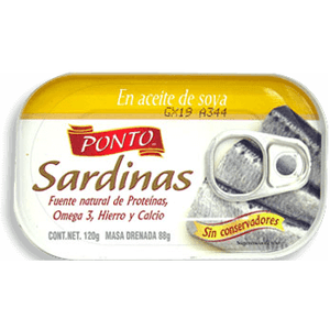 Sardina  En Aceite De Soya  Ponto  120.0 - Gr