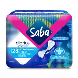 Protectores Diarios  Sport Ultra Largos  Saba  28.0 - Pza