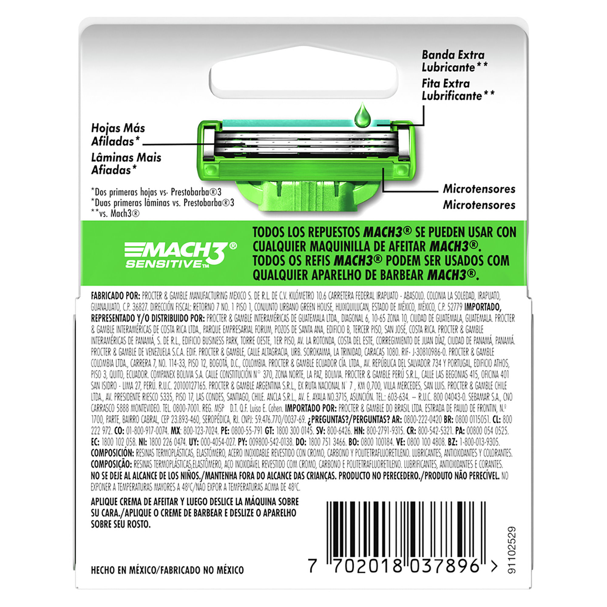 Mach Cart 3 Sensitive Gillette 4.0 - Pza