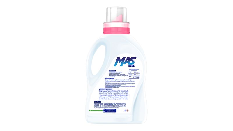 MAS Bebé Detergente Líquido para Ropa de Bebé 62 Cargas - 1 x 4.65 L