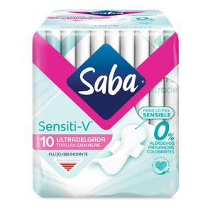 Toalla Femenina  C/A Ultradelg Sensiti-V  Saba   10.0 - Pza