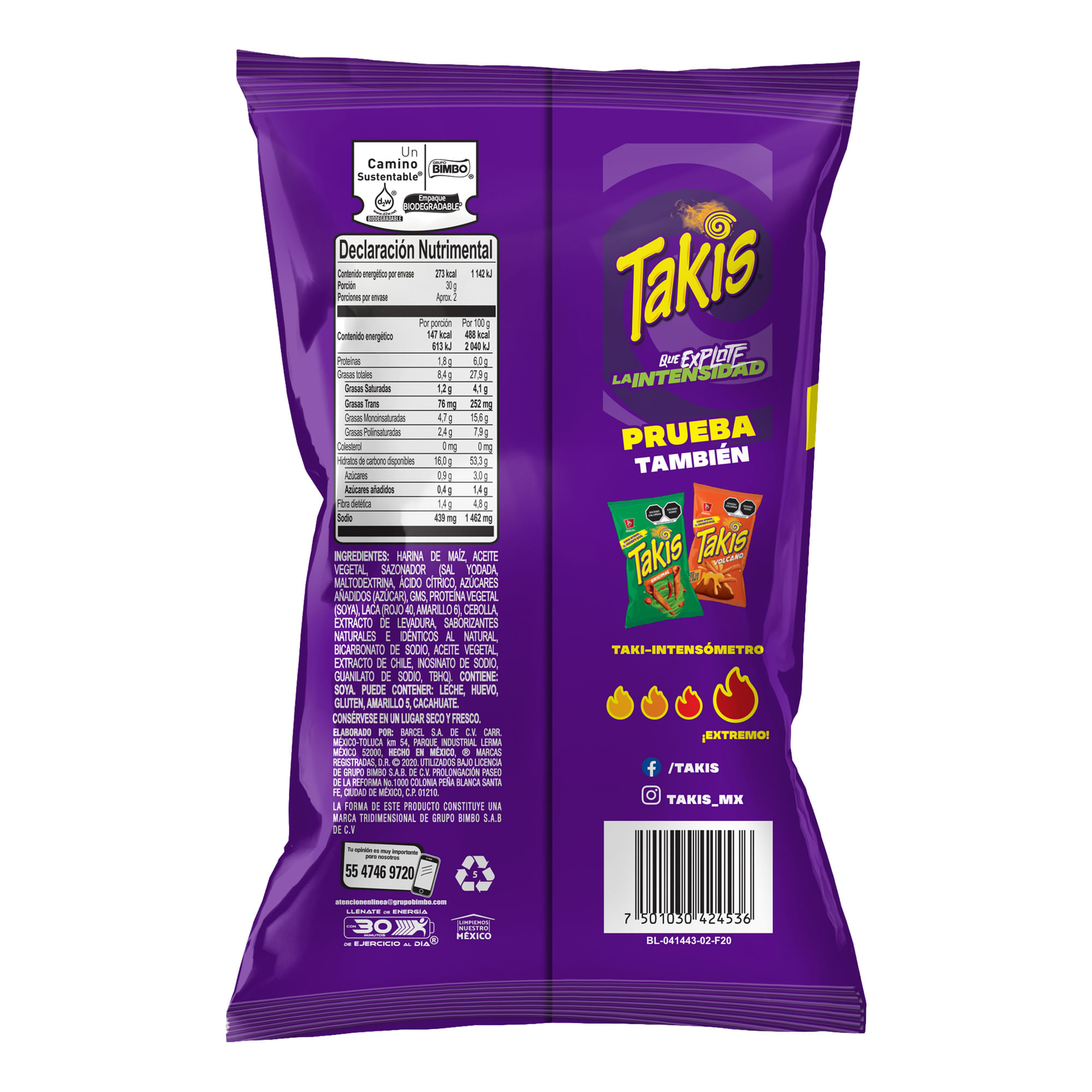 etiqueta nutricional de takis