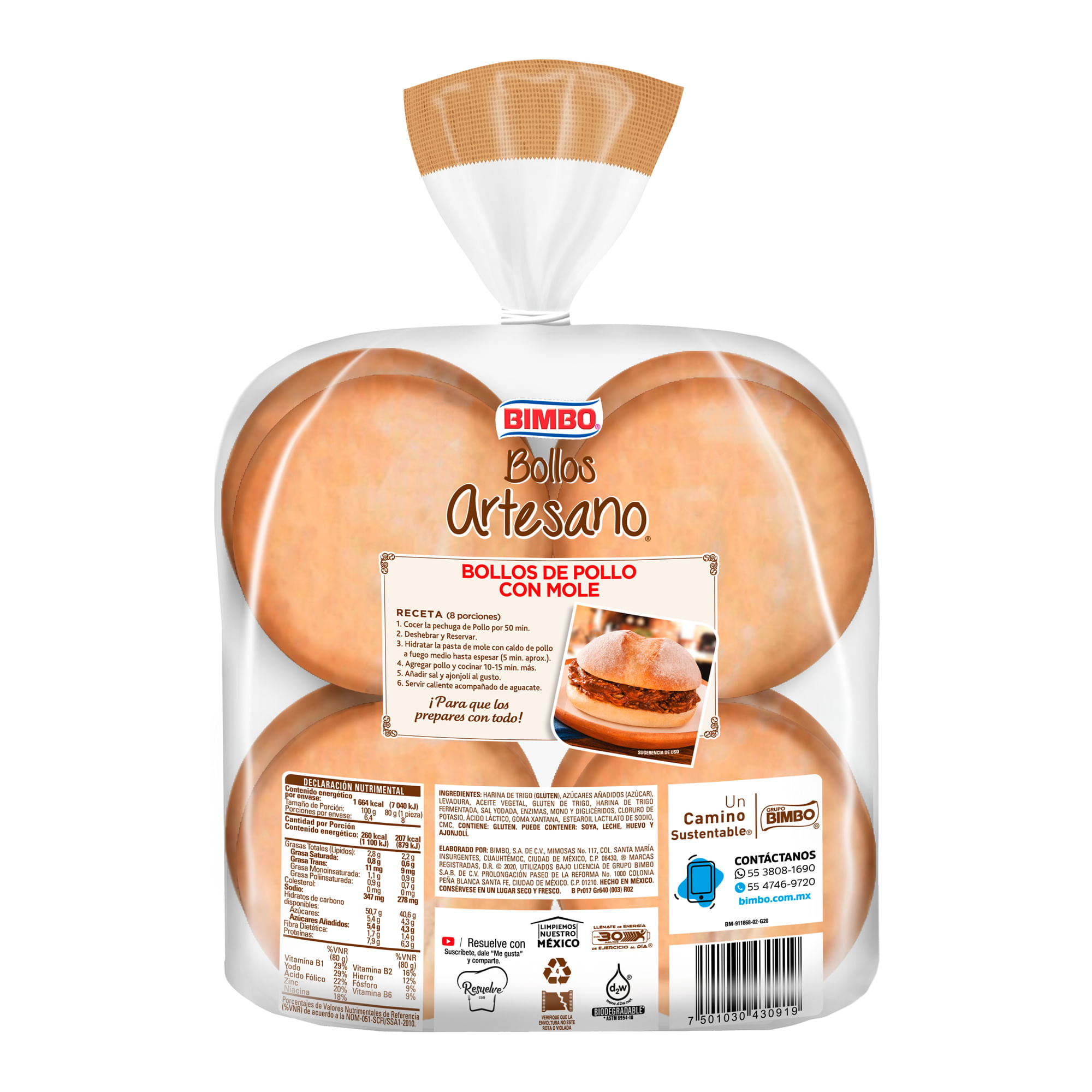 Bimbo Artesano Bimbo Empaque Biodegradable Bollos Artesano Bimbo Gr