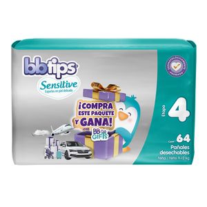 Pañal P/bebe  + Cupon Talla 4  Bb Tips  64.0 - Pza