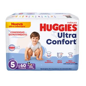 Pañal Huggies Ultraconfort Etapa 5 Niño 60 pzs