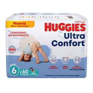 Pañal Huggies UltraConfort Etapa 6 para Niño 60 pzas