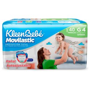 Pañal Autoajustable KleenBebé Movilastic Grande 40 piezas