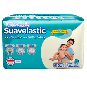 Pañales KleenBebé Suavelastic Etapa 6 Extra Jumbo Unisex 60 Pañales.