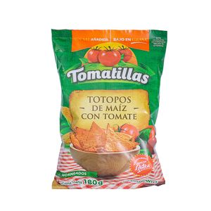Totopos De Maiz  Con Tomate  Tomatillas  180.0 - gr