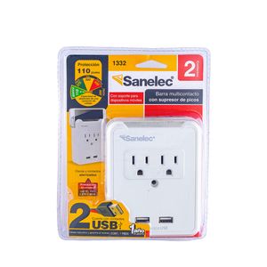 Supresor    110jl 2usb  P/tel  Sanelec  1.0 - Pza