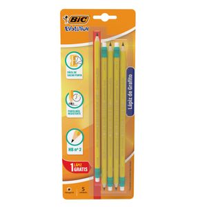 Lapices De Grafito Amarillos  #hb2 4 Piezas + 1   Bic  5.0 -